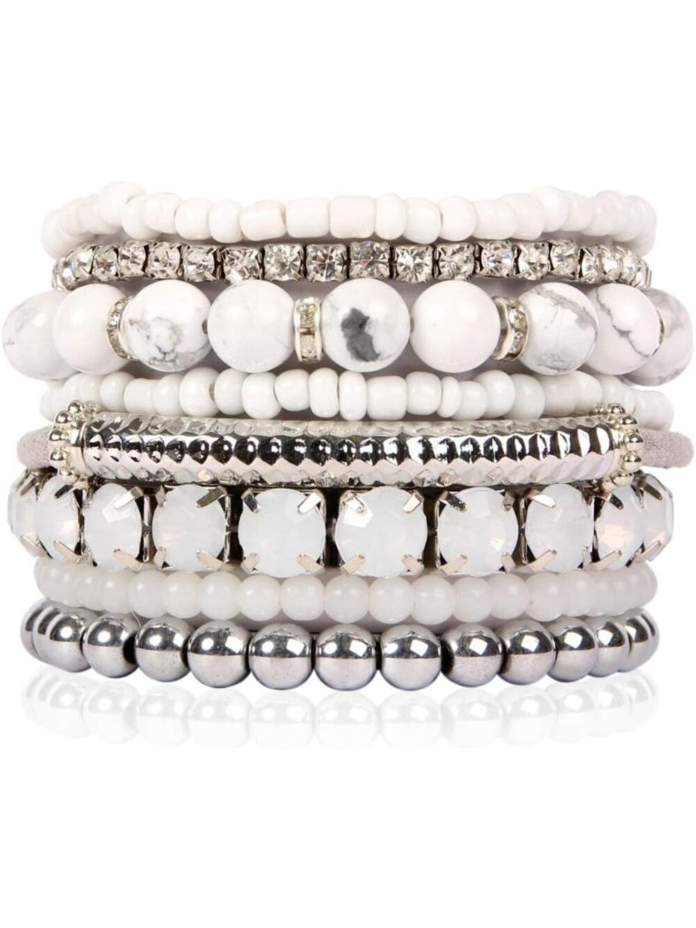 Colorful Stretch Beaded Stackable Bracelets - Layered Statement Wrap Bangles
